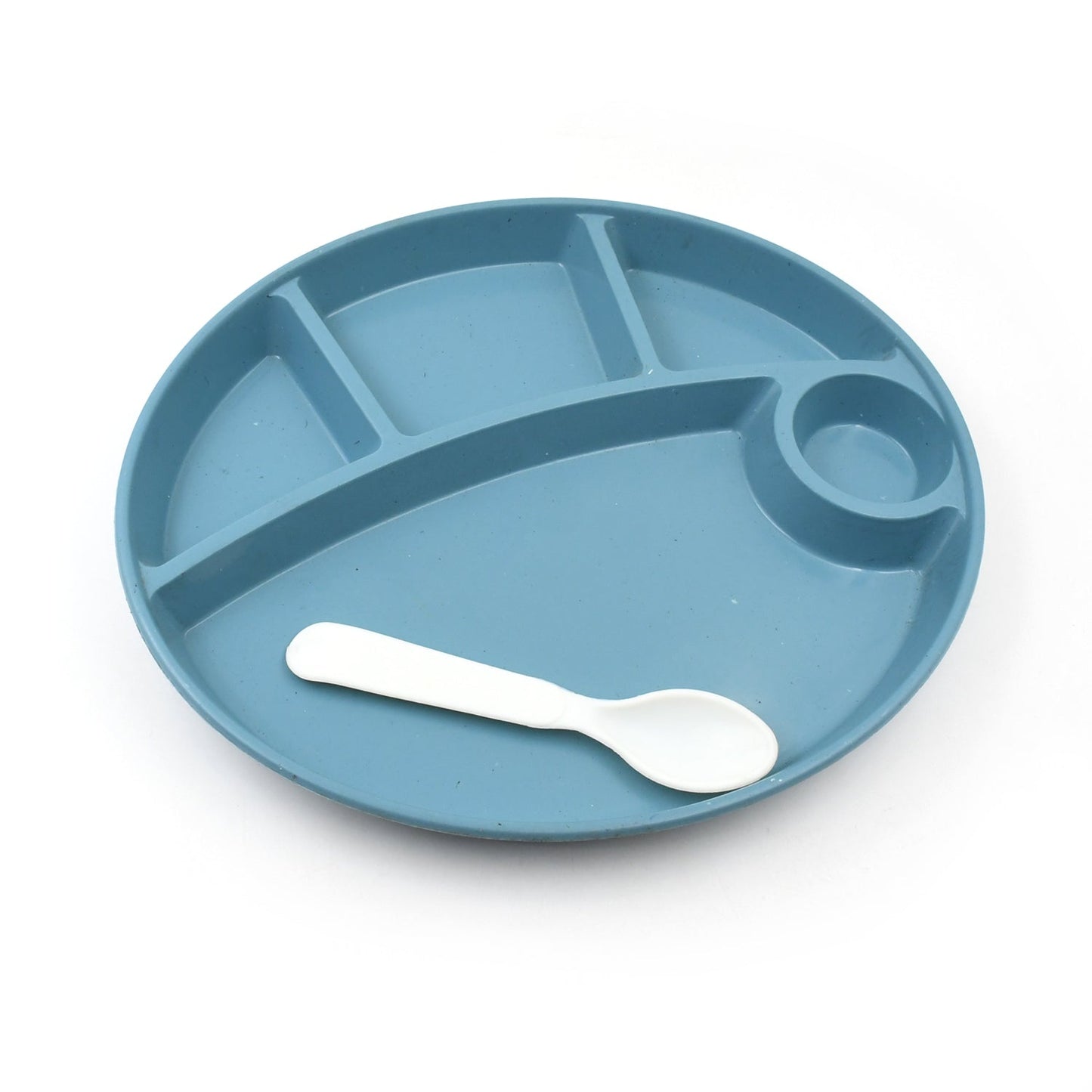 Plastic Food Plates / Biodegradable 5 Compartment Plate With Spoon for Food Snacks / Nuts / Desserts Plates for Kids,Ã‚Â Reusable Plates for Outdoor, Camping, BPA-freeÃ‚Â (1 Pc)