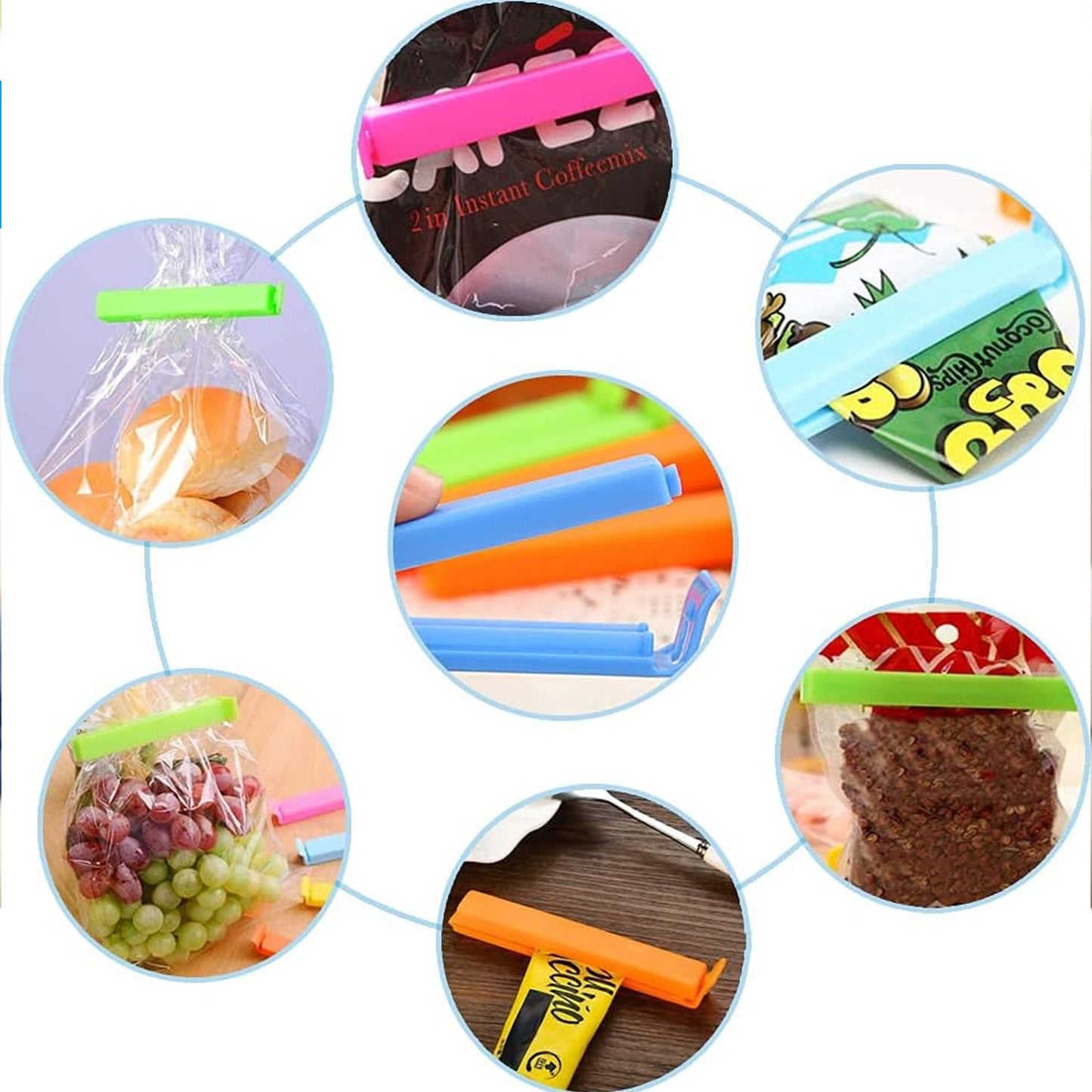 Food Bag Clip Sealer Ã¢â‚¬â€œ Airtight Plastic Clips for Snacks, Kitchen & Camping (18 Pc Set)