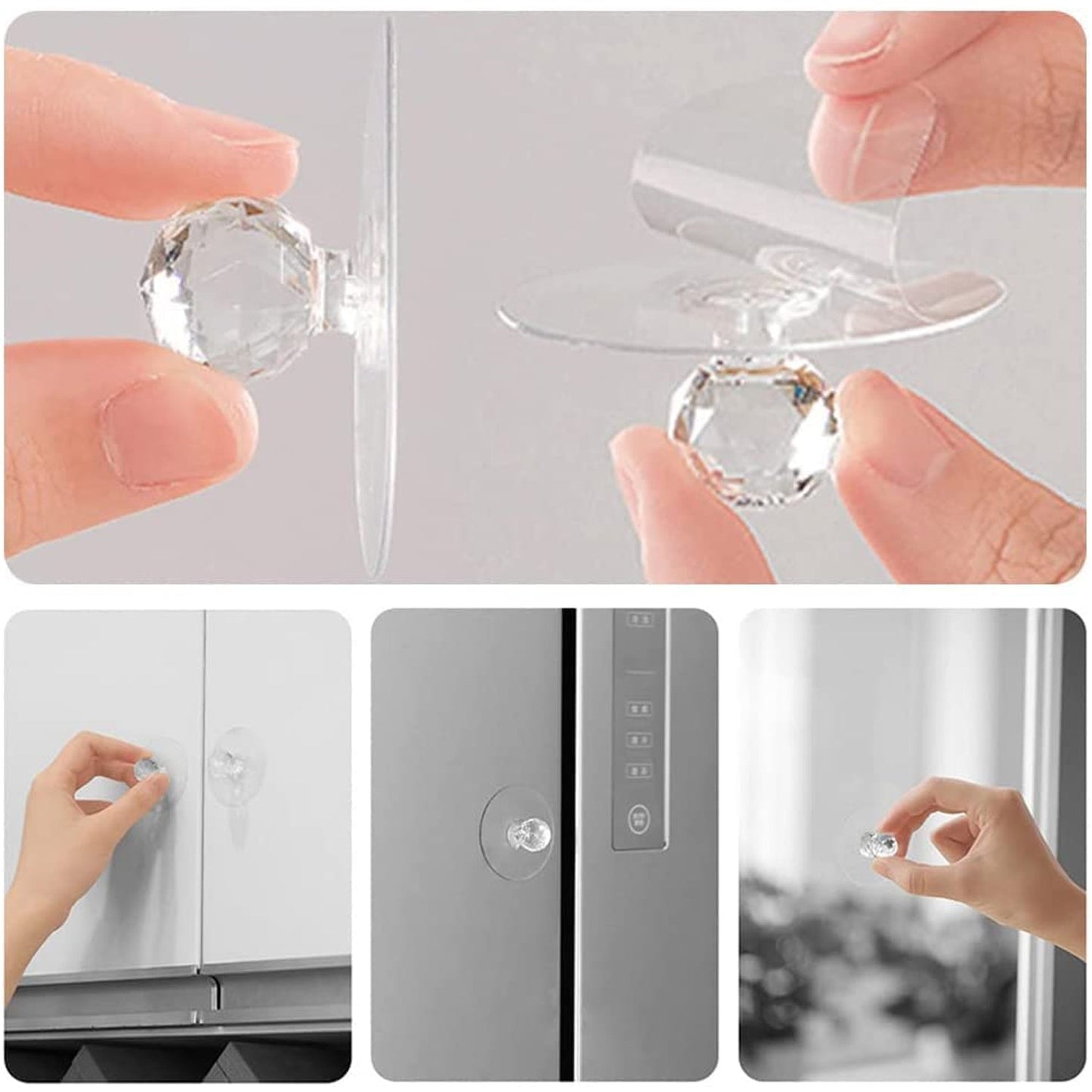 Clear Diamond Crystal Cabinet Knob & Pull Handle (4 Pc)