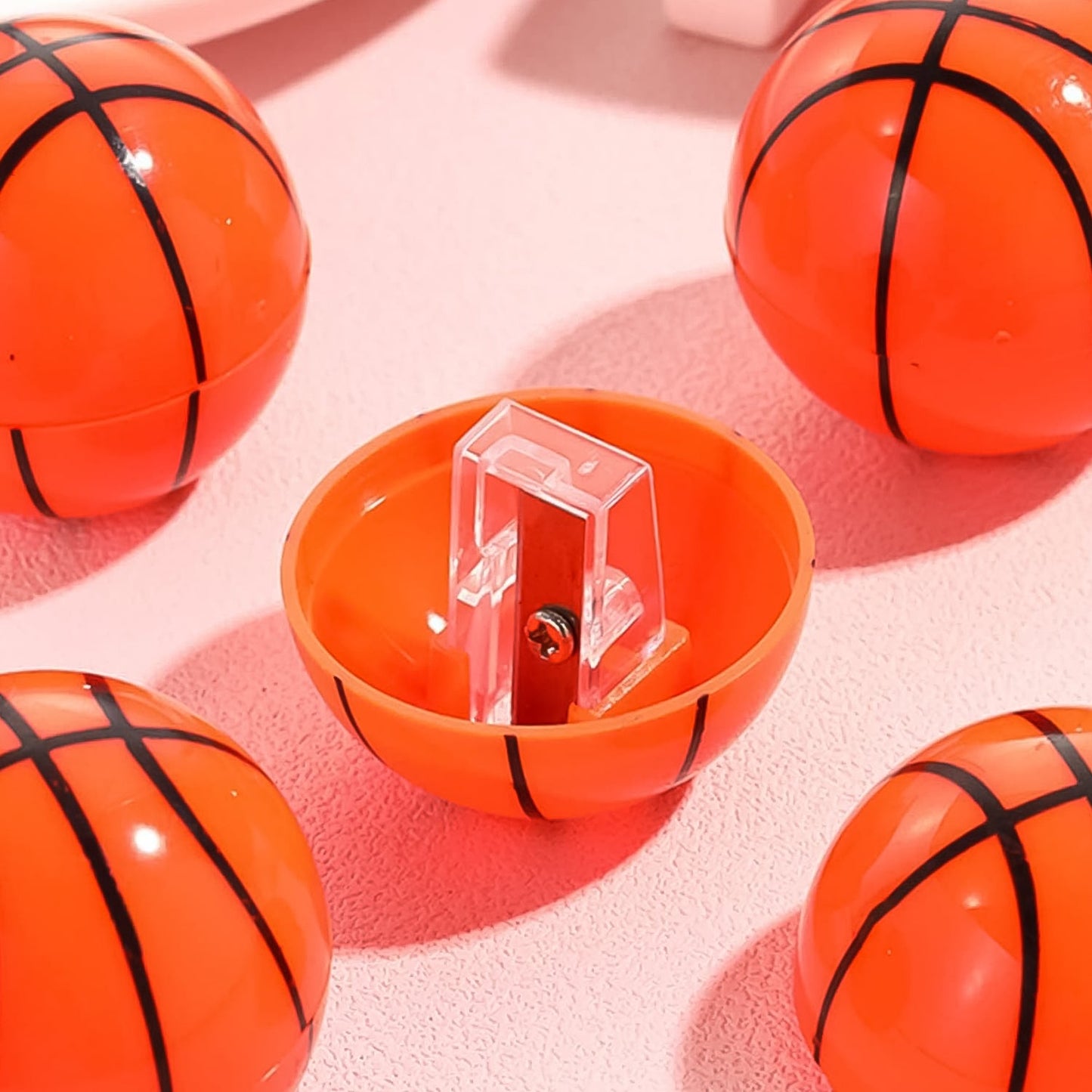Round Basketball Shaped Pencil Sharpener (3 Pc)