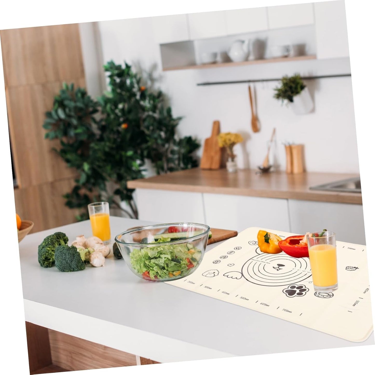 3 In 1 Low Silicone Baking Mat With Wooden Belan & Cake Scraper (3 Pcs Set / 70Ãƒâ€”50 CM)