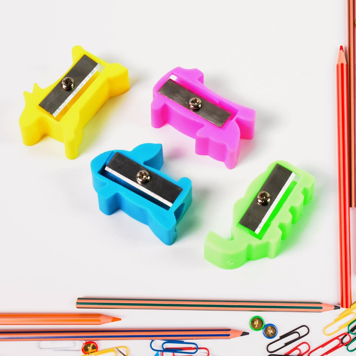 Plastic Small Cute Pencil Sharpener (10 Pc / Mix Design & Color)