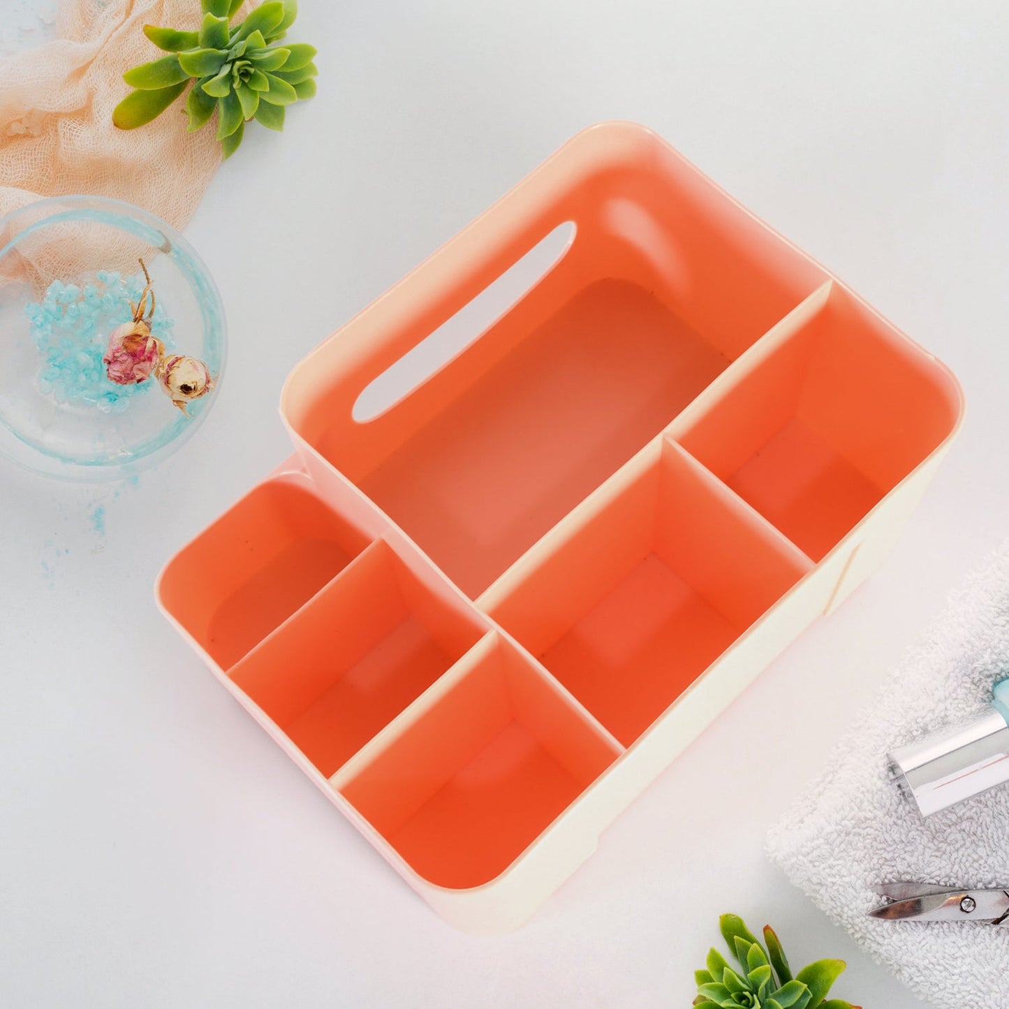 6-Compartment Desk Organizer Ã¢â‚¬â€œ Multi-Function Storage for Tissue, Stationery, Remote & Mobile (Home/Office)