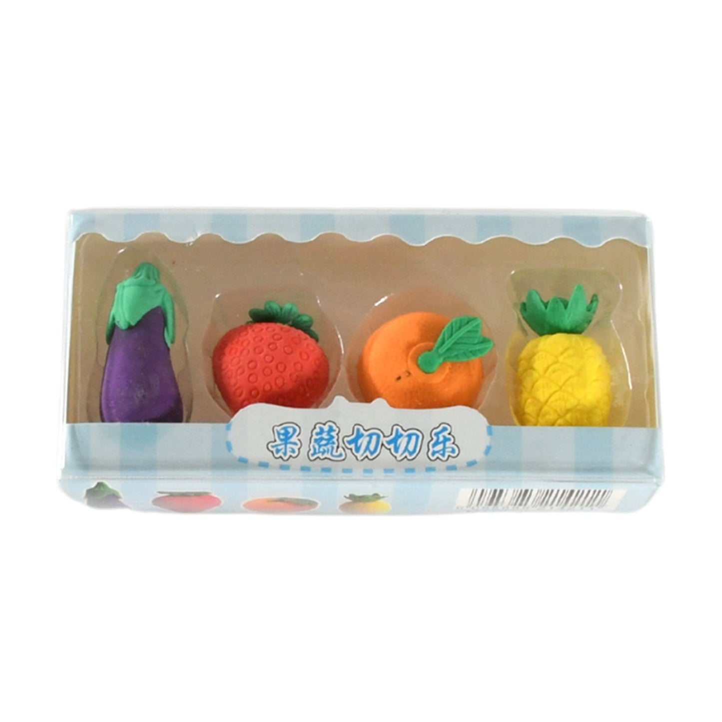 Mini Cute Veg & Fruit Erasers Ã¢â‚¬â€œ 3D Colorful Eraser Set for Kids (4 Pc)