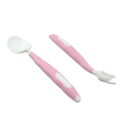 Silicone Bendable Kids Spoon & Fork Set Ã¢â‚¬â€œ Toddler Self-Feeding Utensils (2 Pc Set)