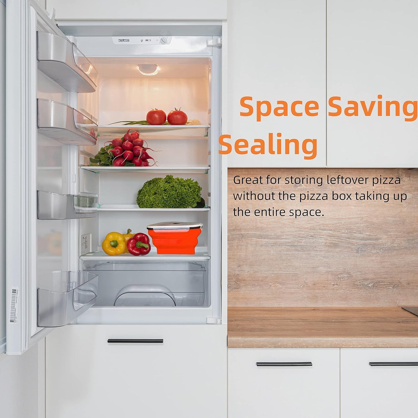 Reusable Expandable Pizza Storage Container with 5 Microwavable Trays Ã¢â‚¬â€œ Adjustable for Home & Outdoor Use