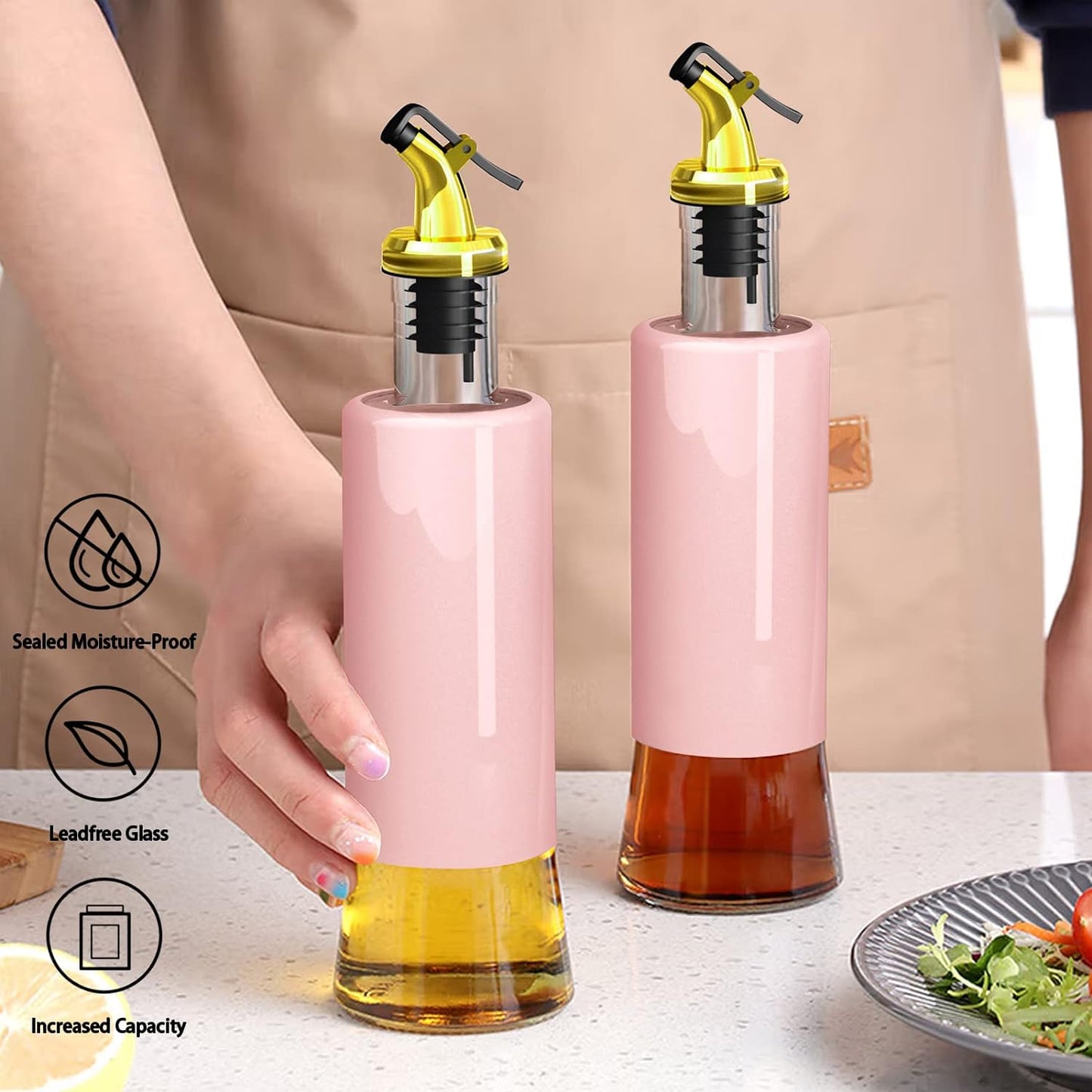 Olive Oil Dispenser Ã¢â‚¬â€œ Leakproof Glass Bottle with Non-Drip Spout for Kitchen & Cooking (300 ML)