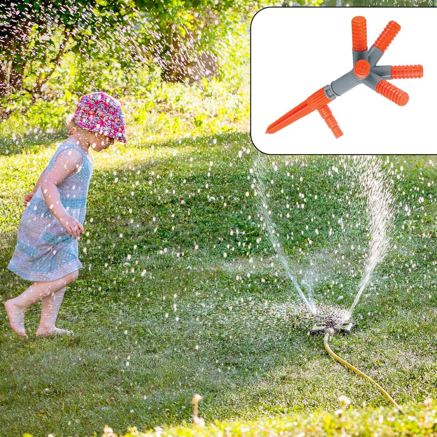 Garden Sprinkler 360Ã‚Â° Rotating Adjustable Round 5 Arm Lawn Water Sprinkler for Watering Garden Plants / Pipe Hose Irrigation Yard Water Sprayer