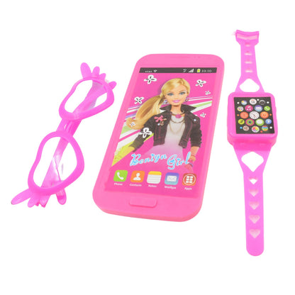 Barbiee Musical Phone, Watch & Glasses Set for Girls Ã¢â‚¬â€œ ABS Calling Toy (3-Piece, Battery Not Included)