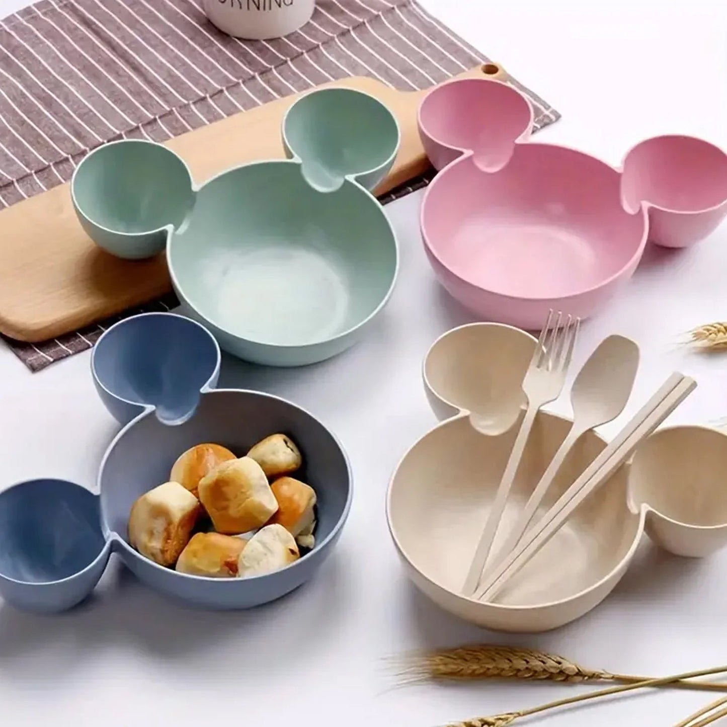 Mickey Mouse Shape Plates for Kids, BPA Free, & Unbreakable ChildrenÃ¢â‚¬â„¢s Food Plate, Kids Bowl, Fruit Plate, Baby Cartoon Bowl Plate, Tableware (2 Pc)