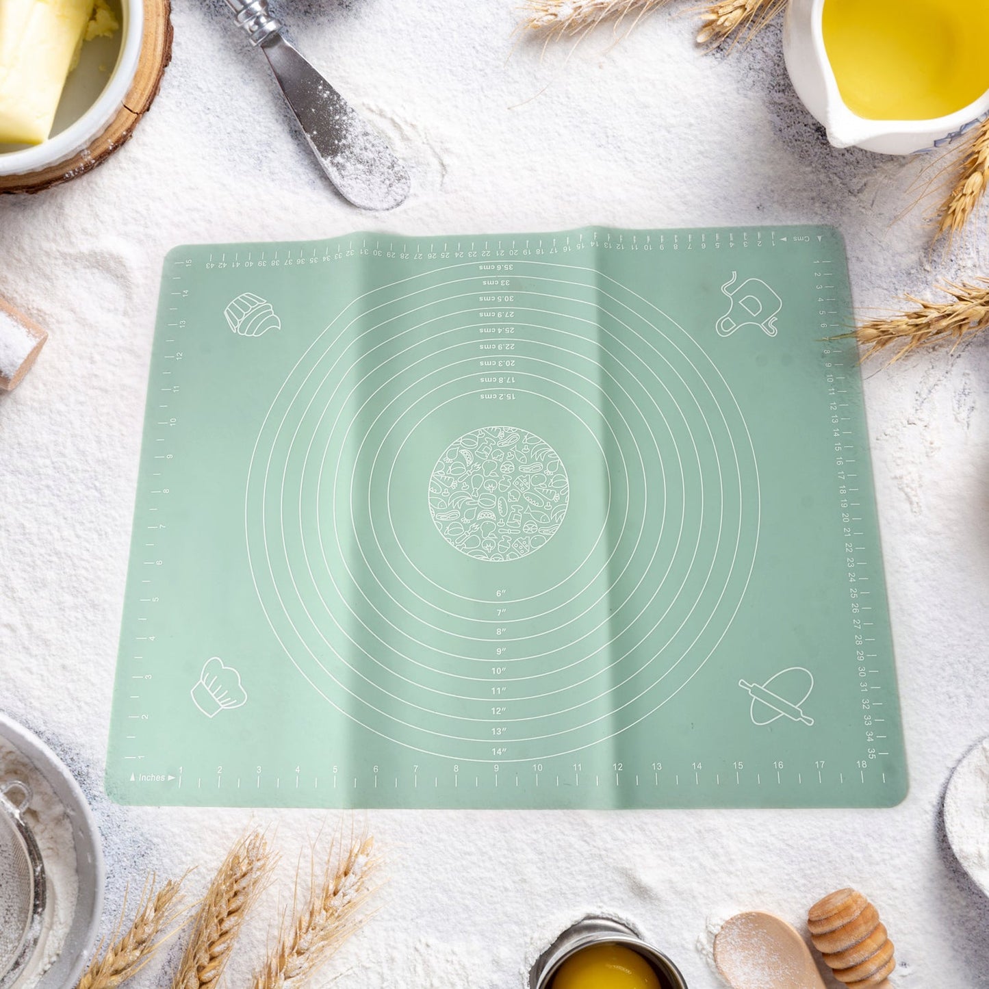 Mat, Rolling Baking Mat with Measurements (50Ãƒâ€”40 Cm)