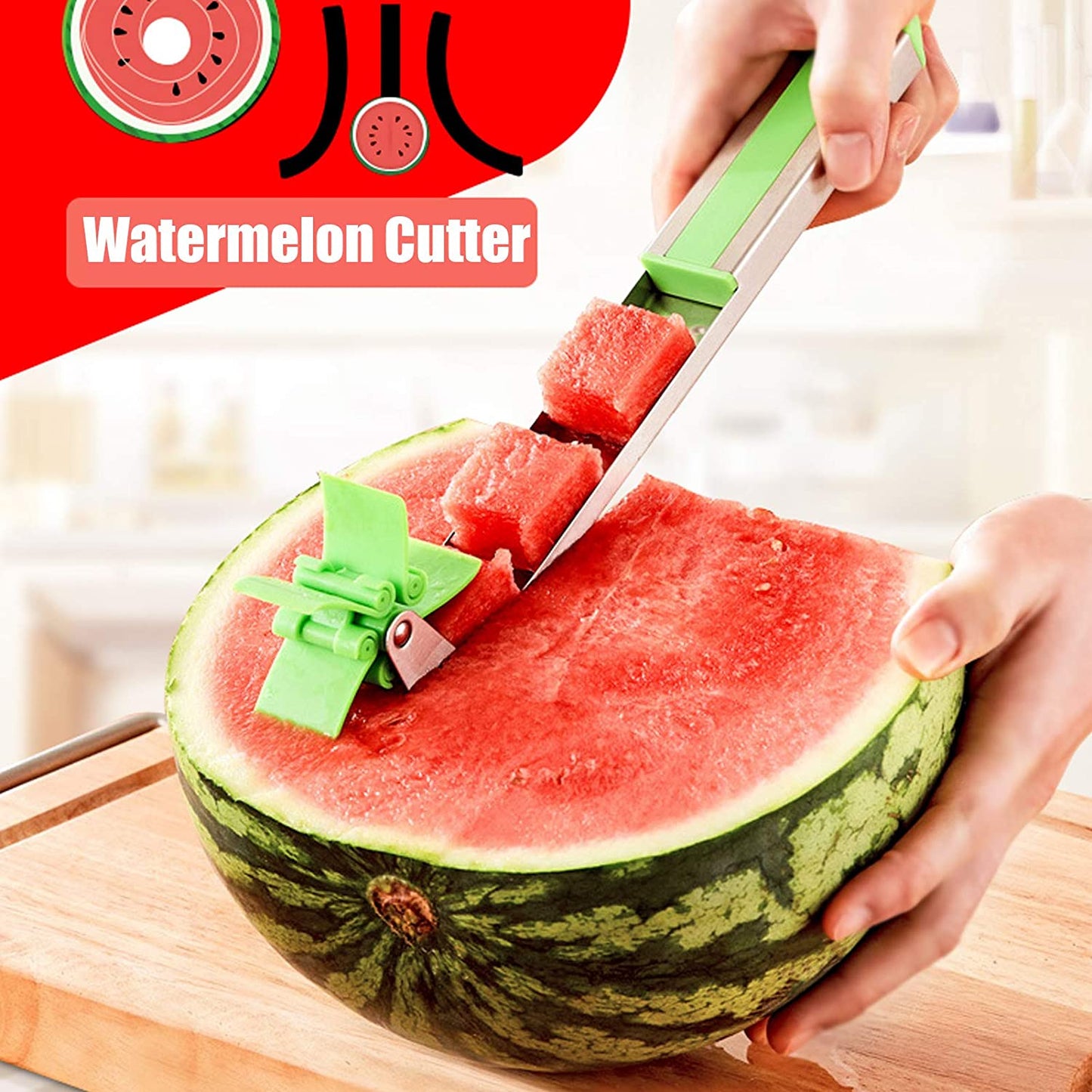 Stainless Steel Washable Watermelon Cutter Ã¢â‚¬â€œ Windmill Slicer & Peeler