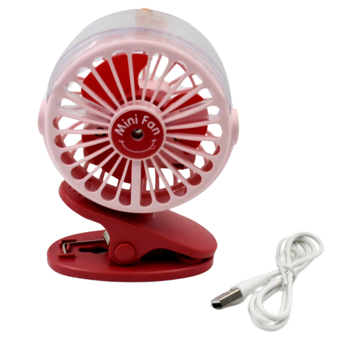 Portable Clip-on Fan, Battery Operated, With Light & Spray, Small Yet Powerful USB Table Fan, 3-Speed Quiet Rechargeable Mini Desk Fan, 360Ã‚Â° Rotation, Personal Cooling Fan for Home, Office, Camping