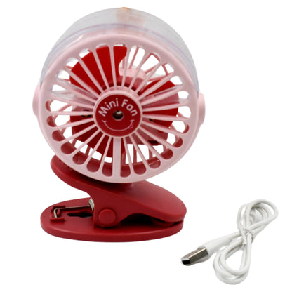 Portable Clip-on Fan, Battery Operated, With Light & Spray, Small Yet Powerful USB Table Fan, 3-Speed Quiet Rechargeable Mini Desk Fan, 360Ã‚Â° Rotation, Personal Cooling Fan for Home, Office, Camping