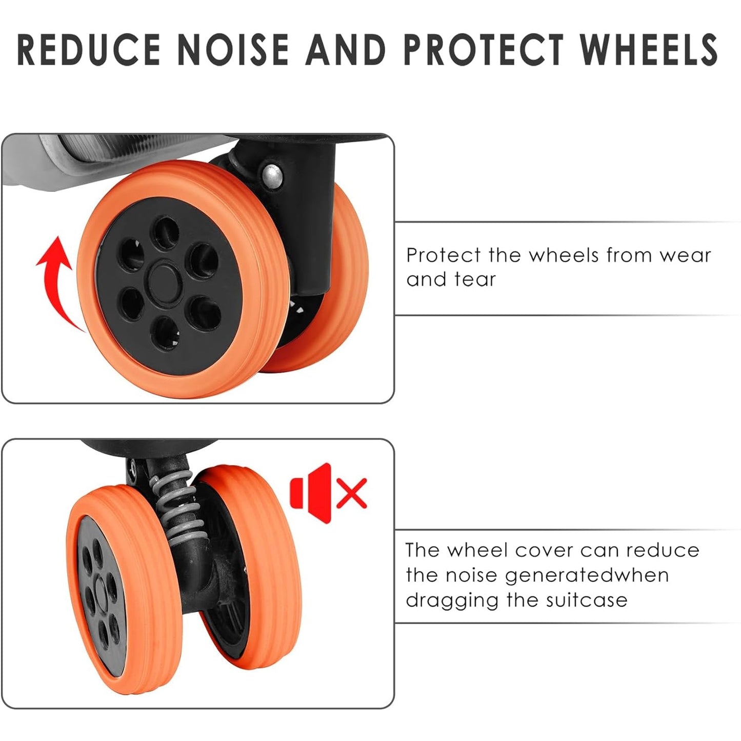 Silicone Suitcase Wheel Covers Ã¢â‚¬â€œ Noise Reduction & Protection (4 Pc Set)
