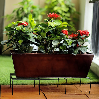 Metal Rectangle Flower plant stand for balcony (60Ãƒâ€”20 Cm / 2 Pc Set)