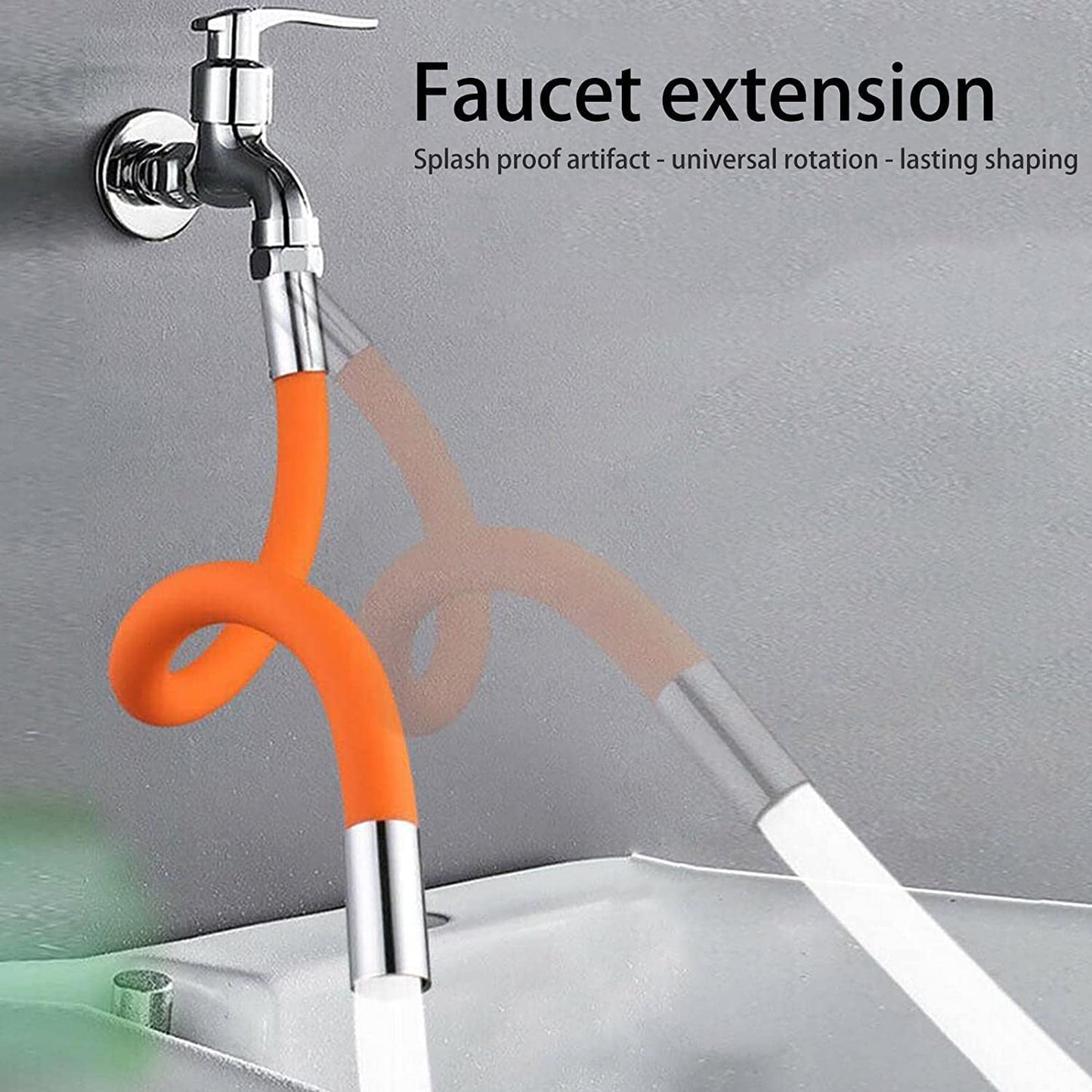 Flexible Water Tap Extender - 360Ã‚Â° Adjustable Foaming Extension Tube with Connector (46cm)