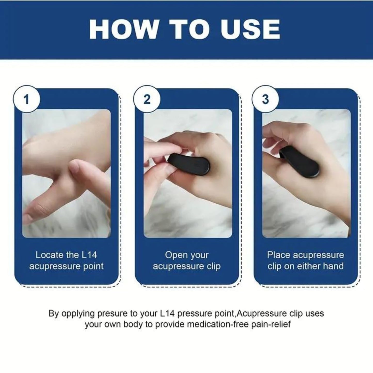 Sugar Control LI4 Acupressure Point Clip, Hand Pressure Massage Clip (2 Pc / Mix Color)