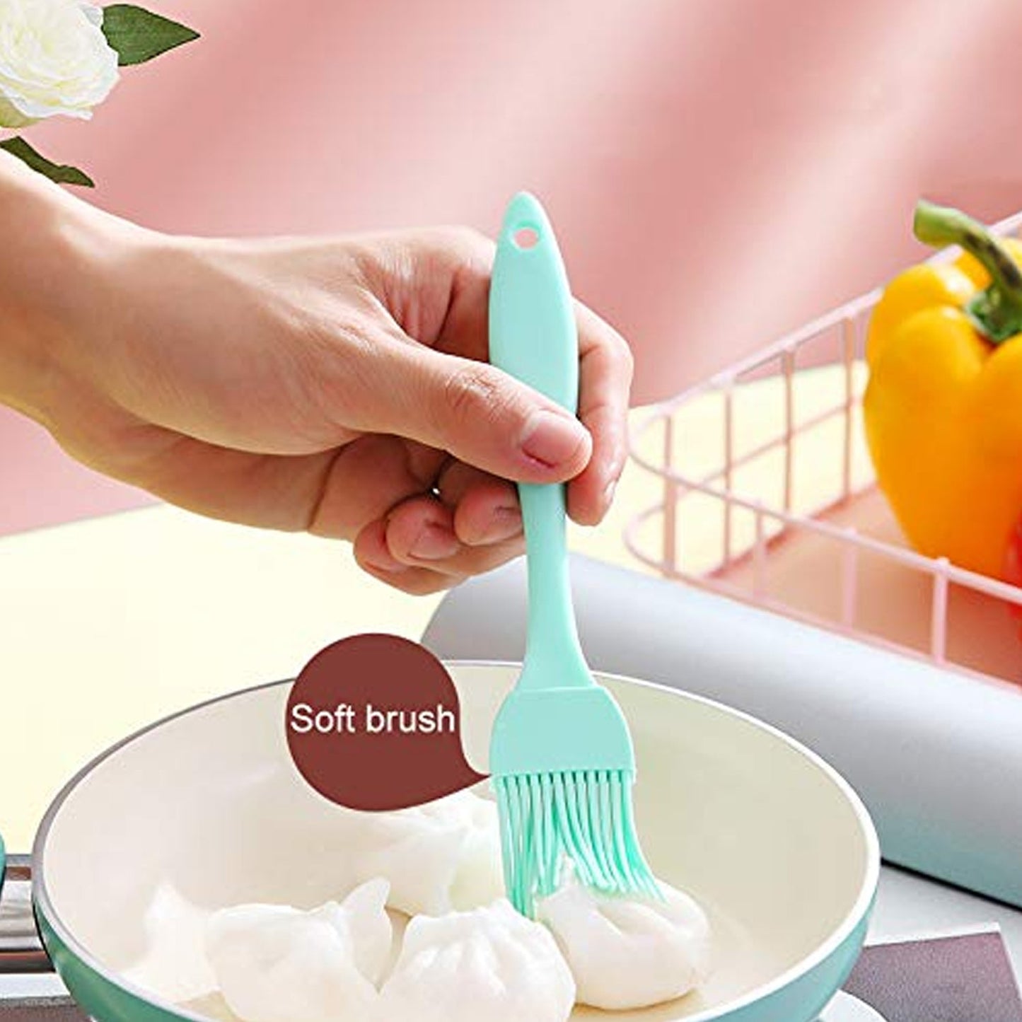 Silicone Kitchen Oil Spatula Brush with Handle Pastry / Cake Brush (17 cm / 2 Pc)
