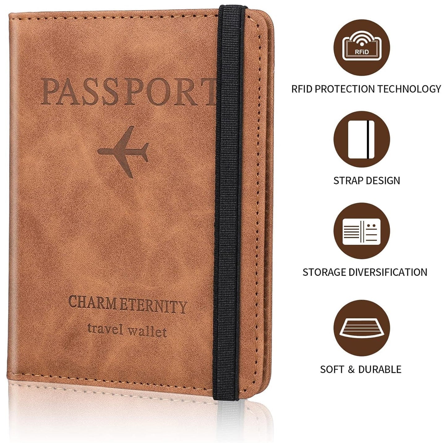 Passport Holder Cover PU Leather Travel Wallet case (1 Pc / 15Ãƒâ€”11 Cm)
