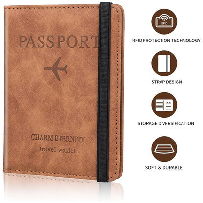 Passport Holder Cover PU Leather Travel Wallet case (1 Pc / 15Ãƒâ€”11 Cm)