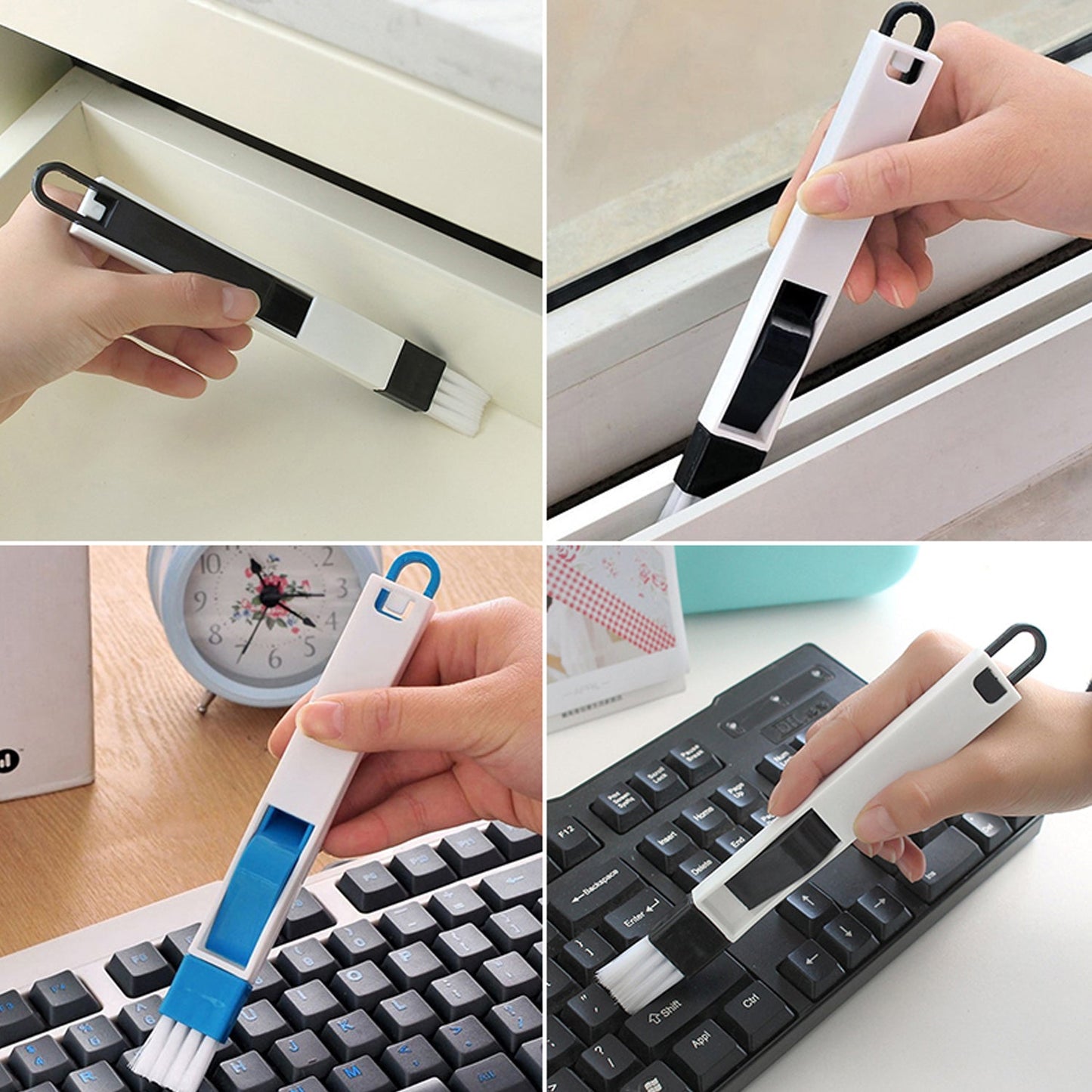 2 in 1 Multi-Function Plastic Window Slot Wardrobe Dust Removal Cleaning Brush-2 pcs