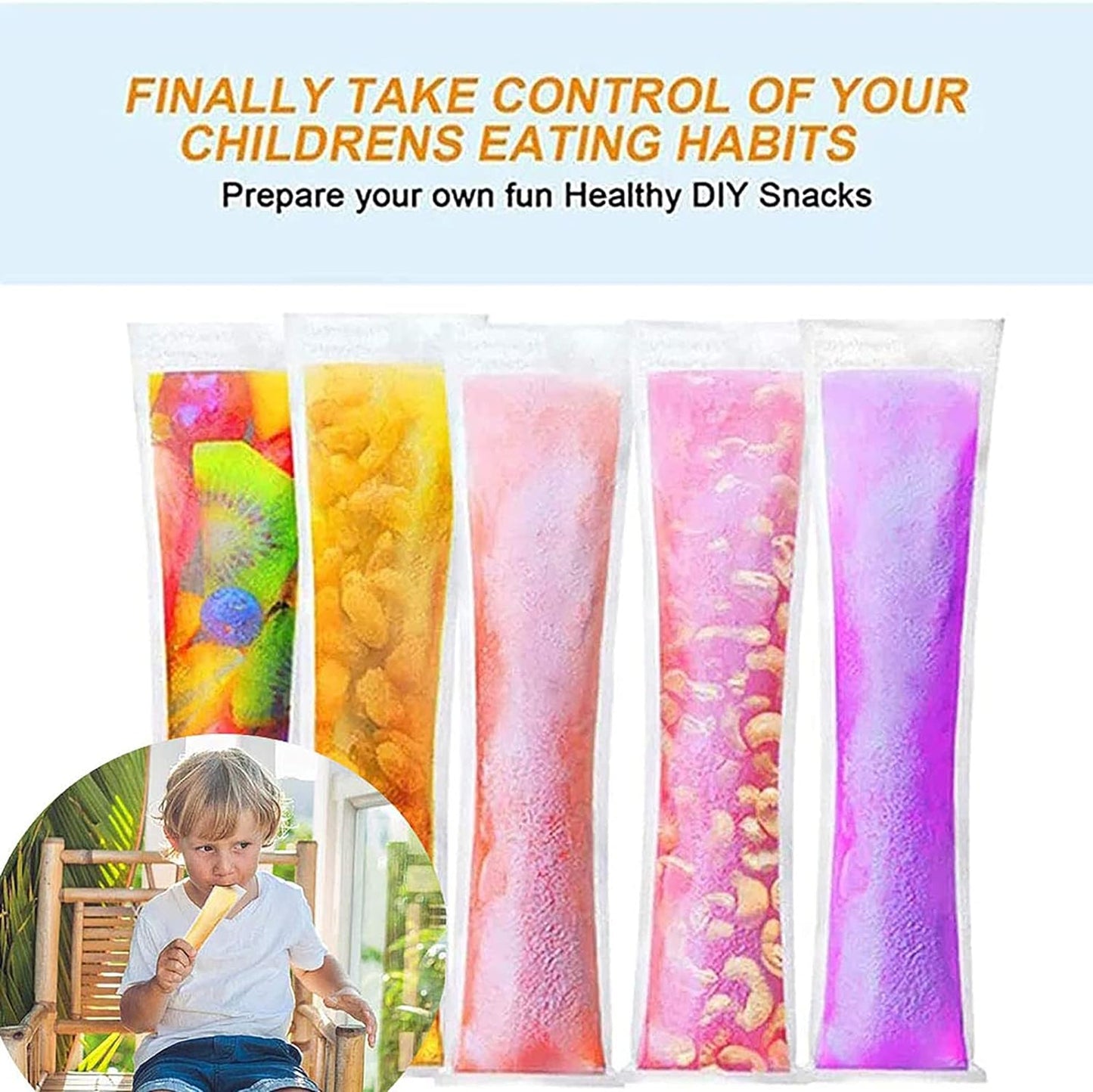 DIY Manual Popsicle Maker Ã¢â‚¬â€œ Reusable Ice Cream Mold (Approx 20 Pcs Packing Bag)