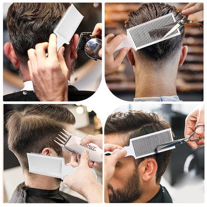 Ergonomic Flat Top Fading Clipper Comb Hair Care Styling | Brushes & Combs (2 Pc)