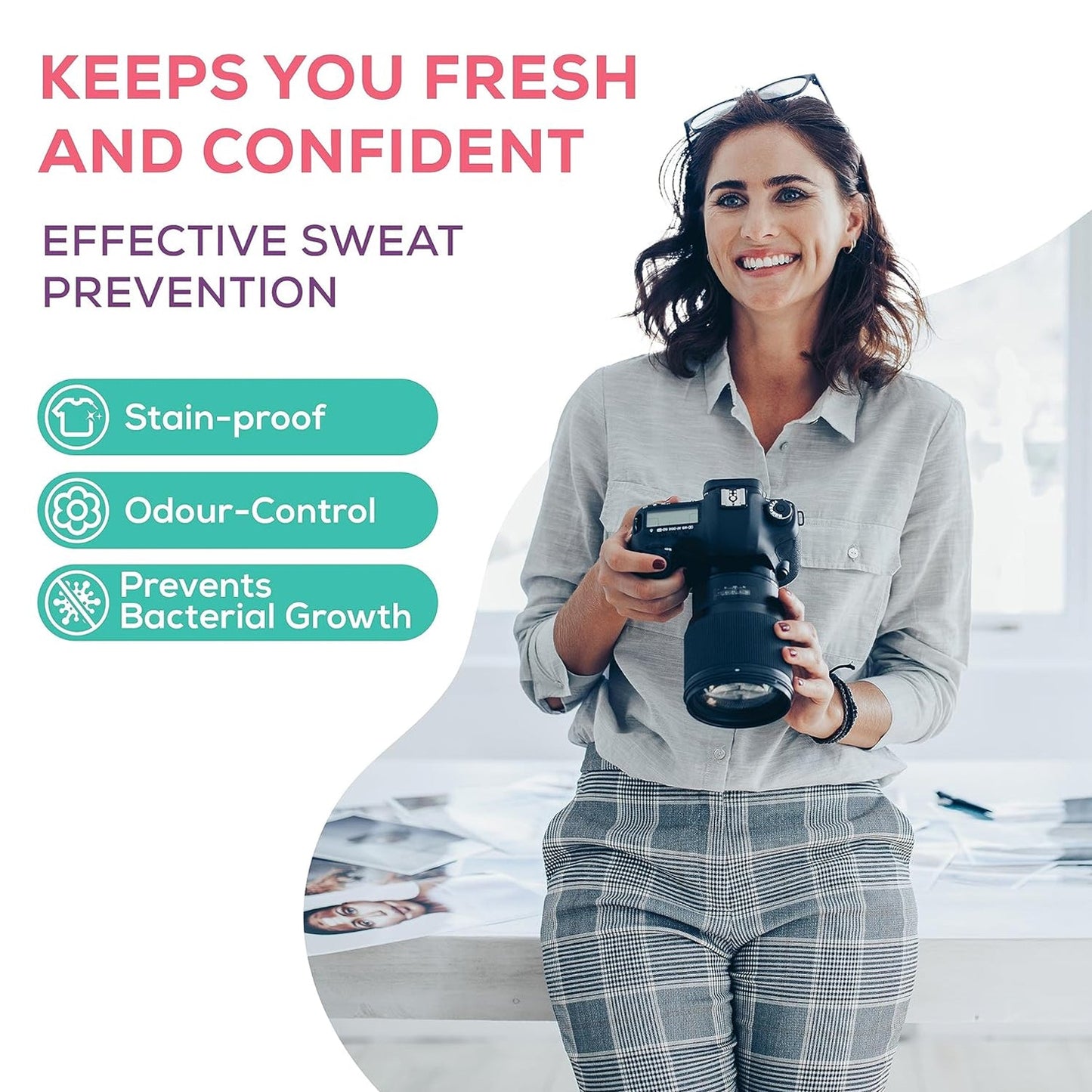 Underarms Sweat Pads Disposable Highly Absorbent Pads Cotton Anti-Allergic Anti Bacteria Anti Smell Underarm Perspiration Pad For Men And Women (Pack of 10)*2