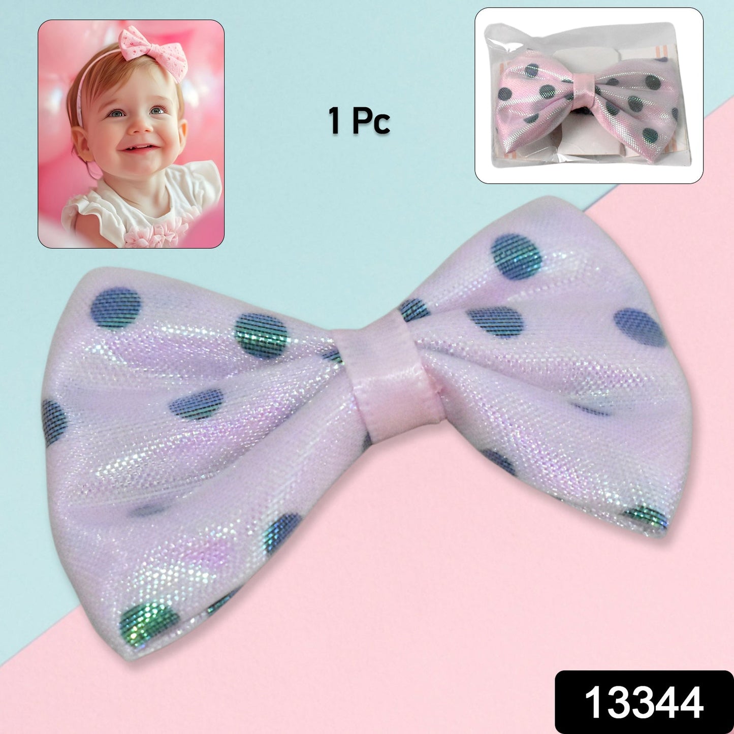 Hair Bow Knot Clip Suitable For Girls (2 Pc)