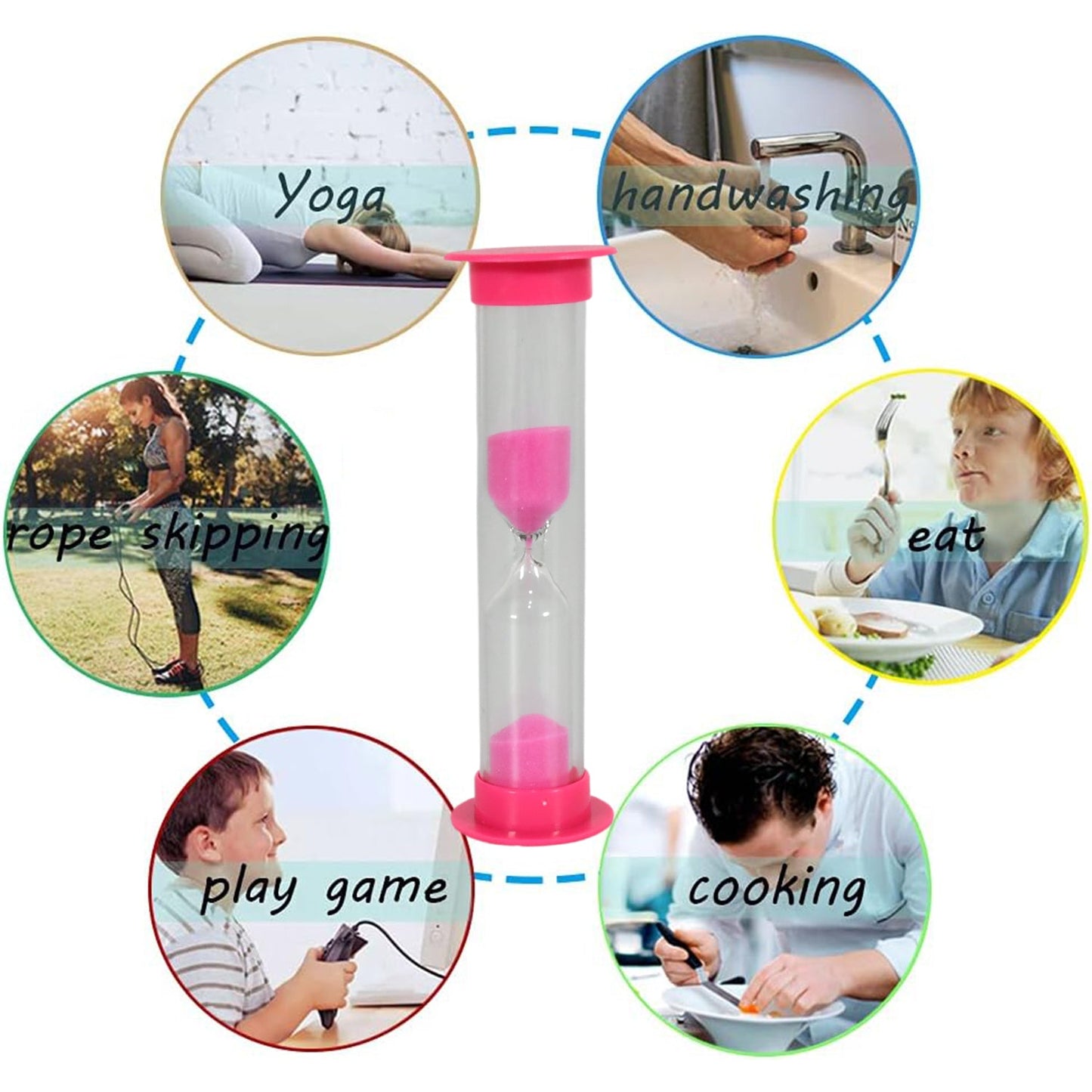 Plastic Hourglass Sand Timer Set Ã¢â‚¬â€œ 3-Min Sand Clock for Kitchen, Office, School & Kids (5 Pc)