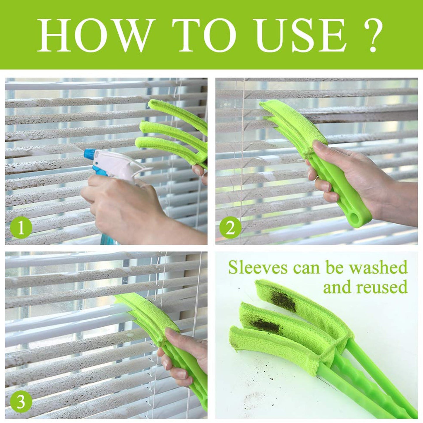 Window Blind Cleaner Brush with Microfiber Sleeves Ã¢â‚¬â€œ Dusting Tool for Shutters & AC (1 Pc)