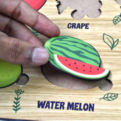 Wooden Fruits Puzzle Learning Educational Board (1 Set / 28Ãƒâ€”20 Cm)