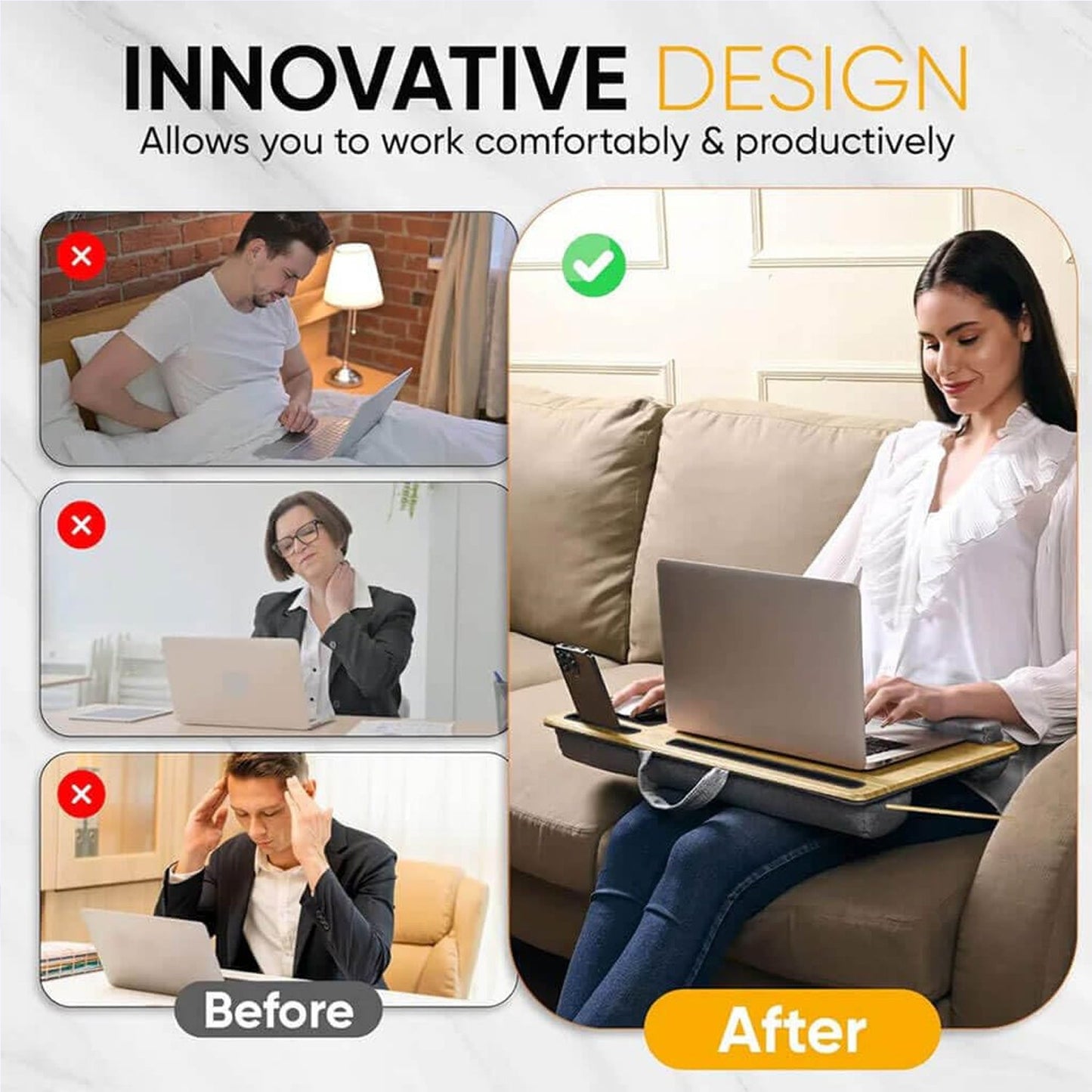 Portable Laptop Table with Mouse Pad (55Ãƒâ€”35 Cm / 1 Pc)