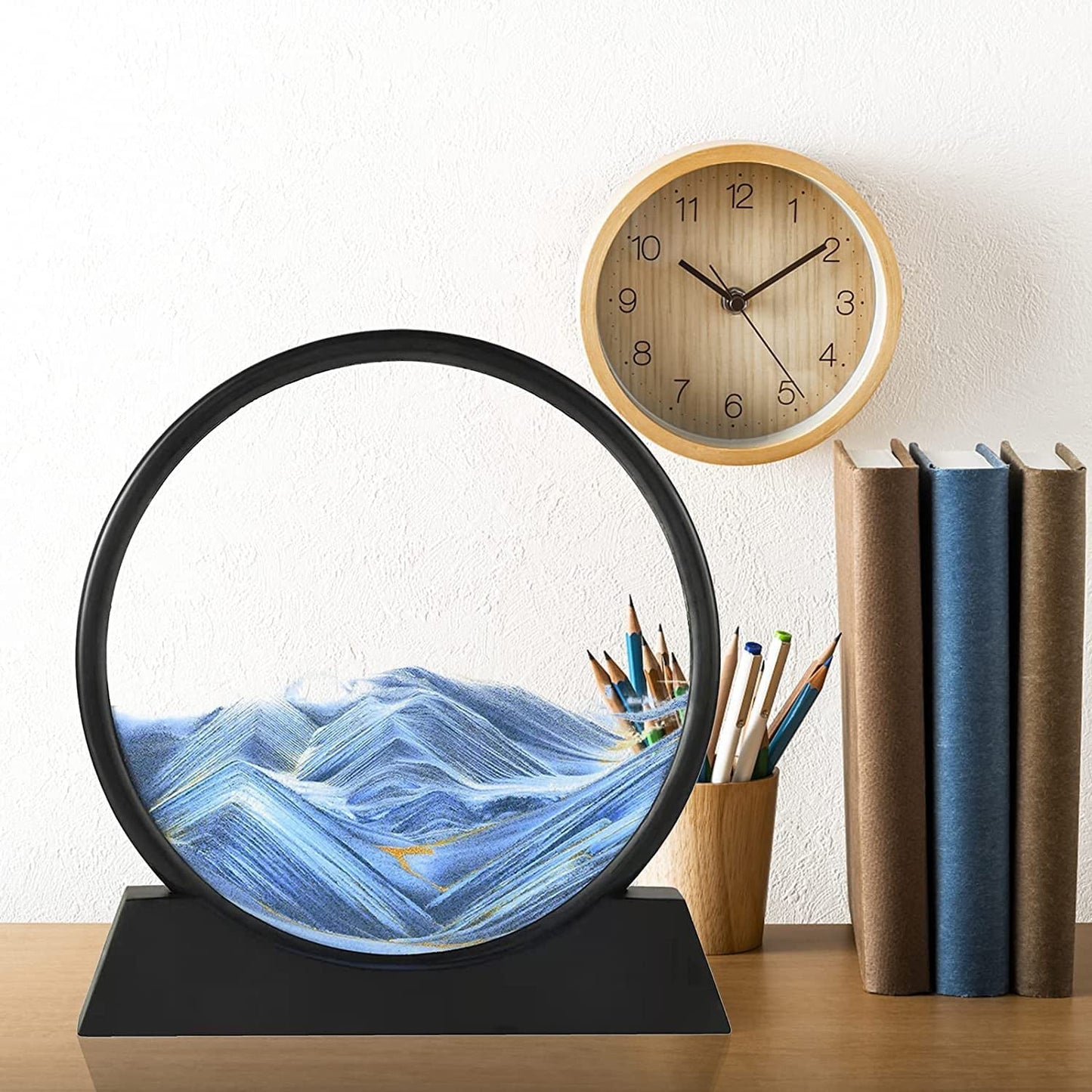 3D Moving Sand Art Ã¢â‚¬â€œ Liquid Motion Deep Sea Sandscape with Round Glass Frame (1 Pc)