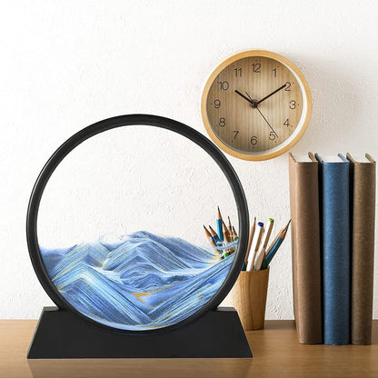 3D Moving Sand Art Ã¢â‚¬â€œ Liquid Motion Deep Sea Sandscape with Round Glass Frame (1 Pc)