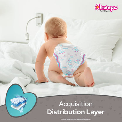 0961 Baby Diaper High Absorbent Pant Diapers  Champs Soft And Dry Baby Diaper Pants Xl  54 Pcs (Extra Large  Xl54 Pieces)
