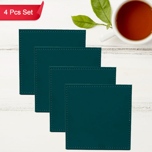 Square Leather Tea Coaster Set Ã¢â‚¬â€œ Durable Dining & Coffee Table Decor (4 Pc)