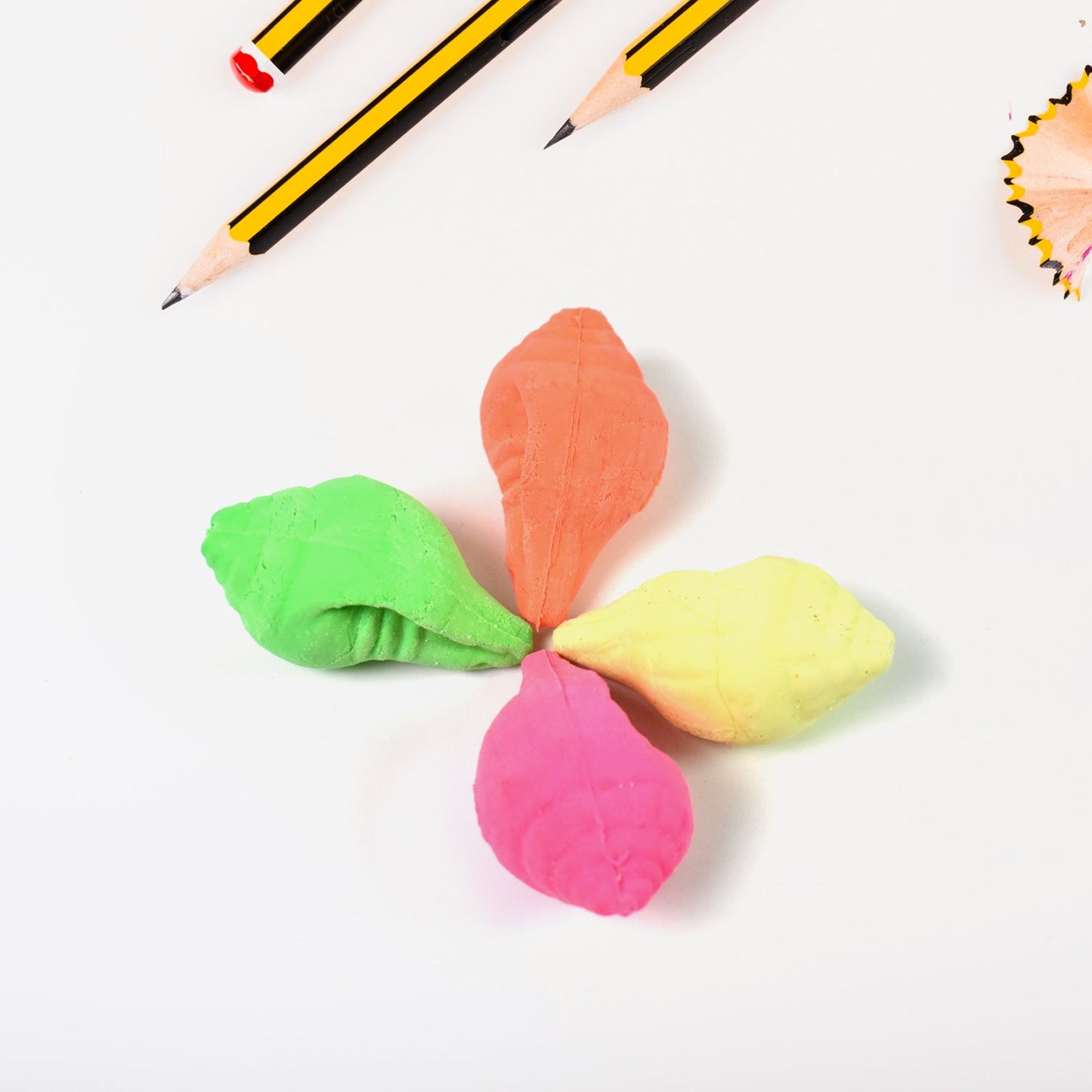 Shankh Shape Eraser Rubber (4 Pc / Mix Colour & Design)