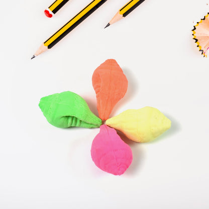 Shankh Shape Eraser Rubber (4 Pc / Mix Colour & Design)