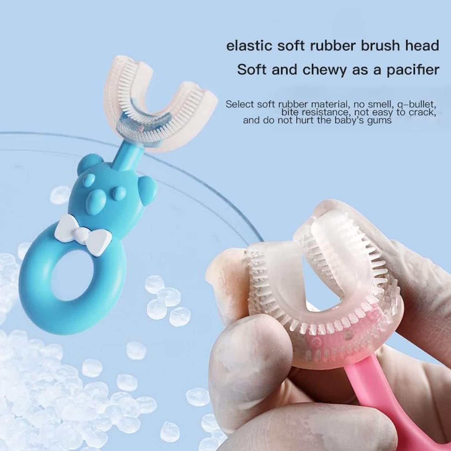 Baby Bear U-shaped Toothbrush Silicone Brush Head (2 Pc)