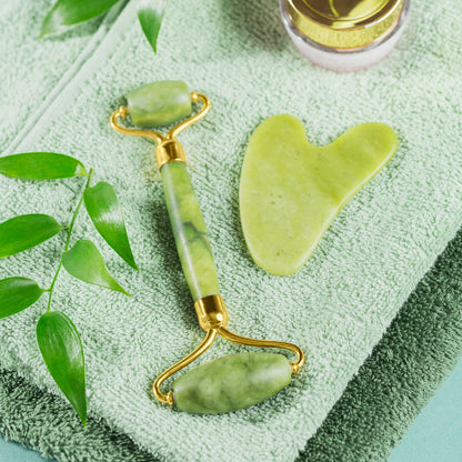 Jade Roller & Gua Sha Set Ã¢â‚¬â€œ Natural Face Massager for Anti-Aging, Glowing Skin & Face Shaping (1 Pc)