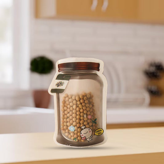 Plastic Transparent Small Jar Shaped Pouch With Zipper (3 Pc)