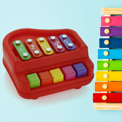 2 in 1 Baby Piano Xylophone Toy for Toddlers, 5 Multicolored Key Keyboard Xylophone Piano, Preschool Educational Musical Learning Instruments Toy for Baby Kids Girls Boys 3+ YearsÃ‚Â (1 Pc)