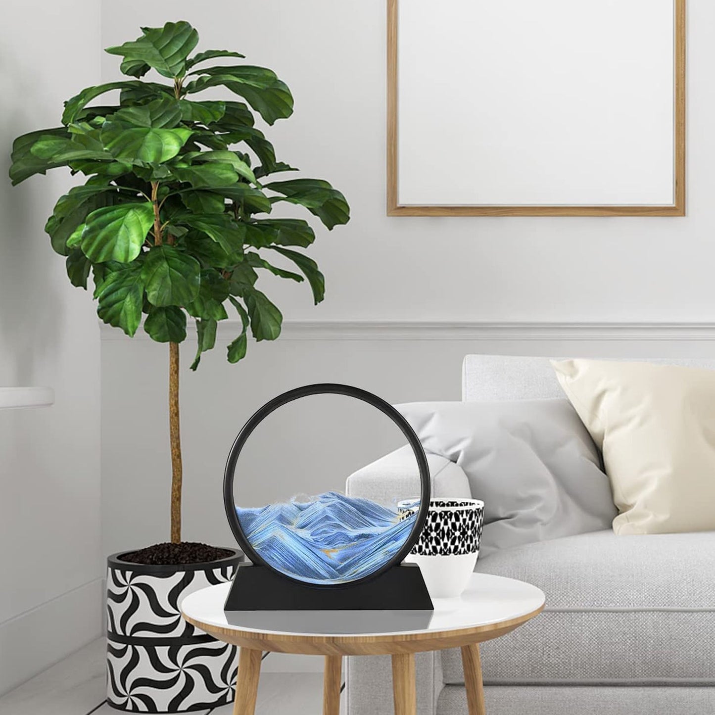 3D Moving Sand Art Ã¢â‚¬â€œ Liquid Motion Deep Sea Sandscape with Round Glass Frame (1 Pc)