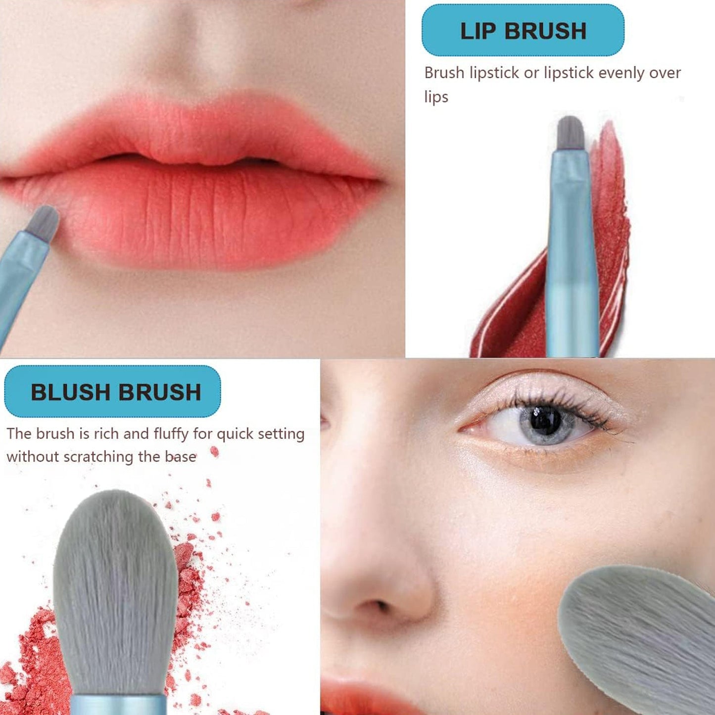 8-Piece Mini Makeup Brush Kit Ã¢â‚¬â€œ Portable Premium Synthetic Set with Case (Mix Colors)