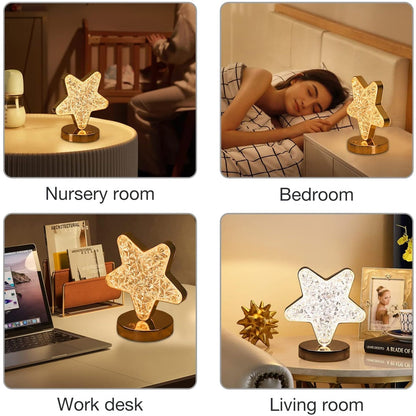 Star Crystal Diamond Touch Lamp Ã¢â‚¬â€œ USB Rechargeable, 3-Way Dimmable
