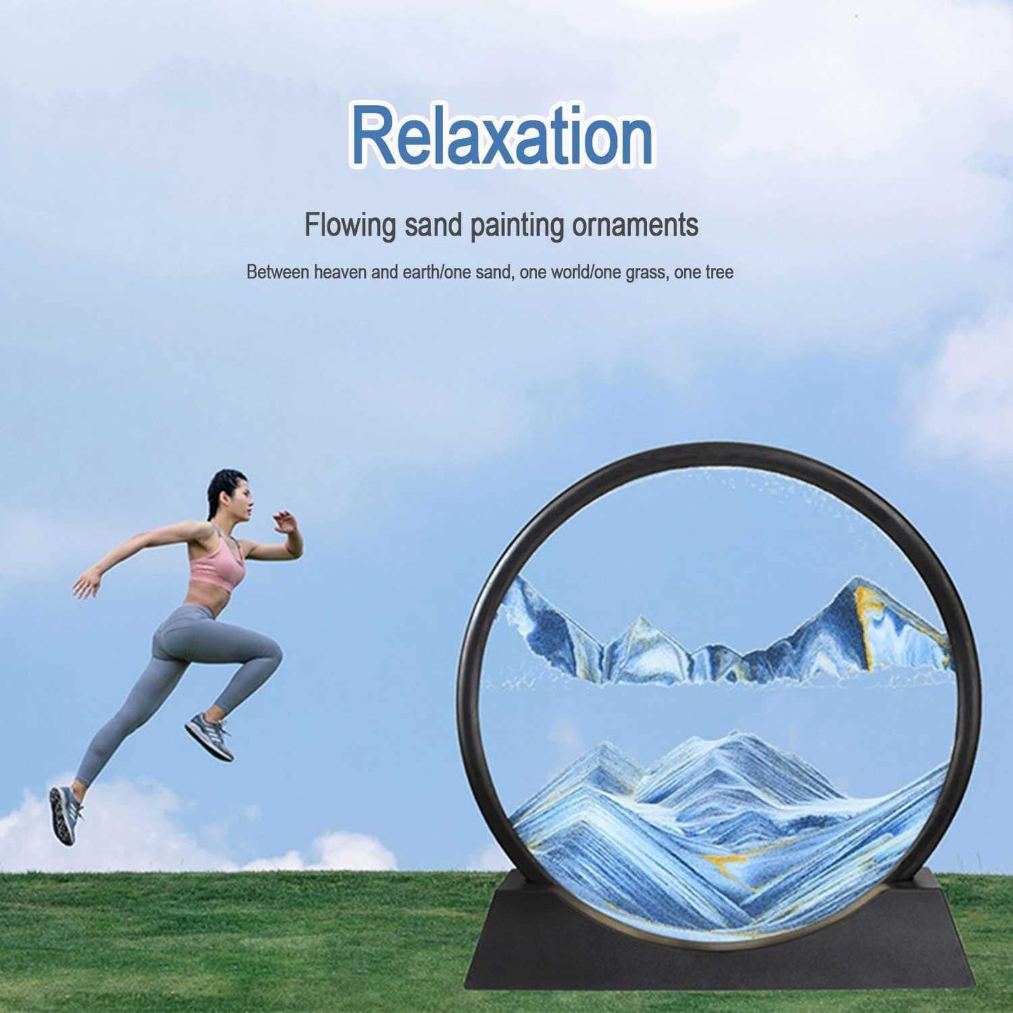 3D Moving Sand Art Ã¢â‚¬â€œ Liquid Motion Deep Sea Sandscape with Round Glass Frame (1 Pc)