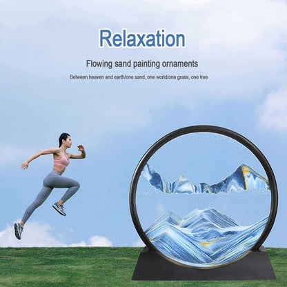 3D Moving Sand Art Ã¢â‚¬â€œ Liquid Motion Deep Sea Sandscape with Round Glass Frame (1 Pc)