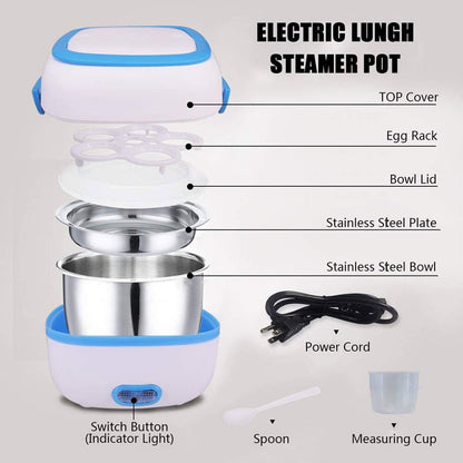 Electric Lunch Box Portable Food Warmer Food Heating Lunch Box Removable Food-Grade Stainless Steel Compartments, 220V 200W, for Car, Truck, officeÃ‚Â 